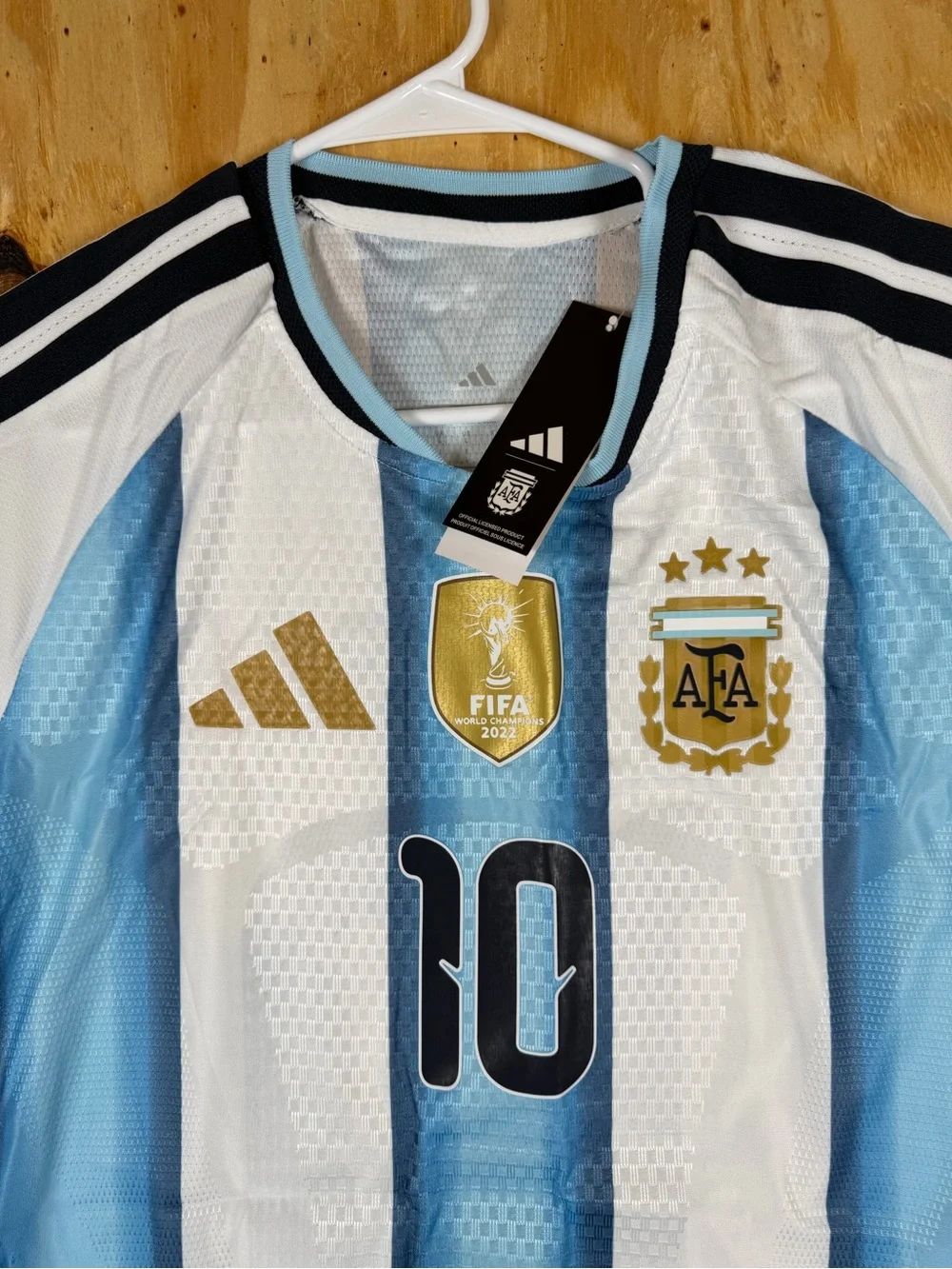 Adidas Argentina Lionel Messi Home Soccer Jersey in White & Blue - #10